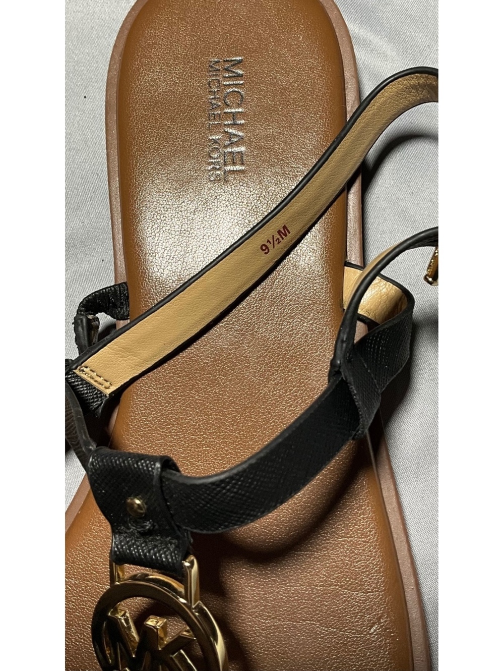 Michael Kors Black Leather and Fabric Logo Sandals Size 9.5 M - Picture 4 of 4